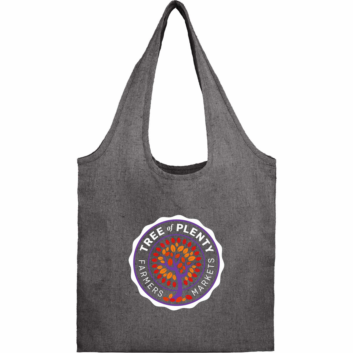 Bungalow Recycled Cotton Shopper Tote, 5 oz Embroidery - Black - Front