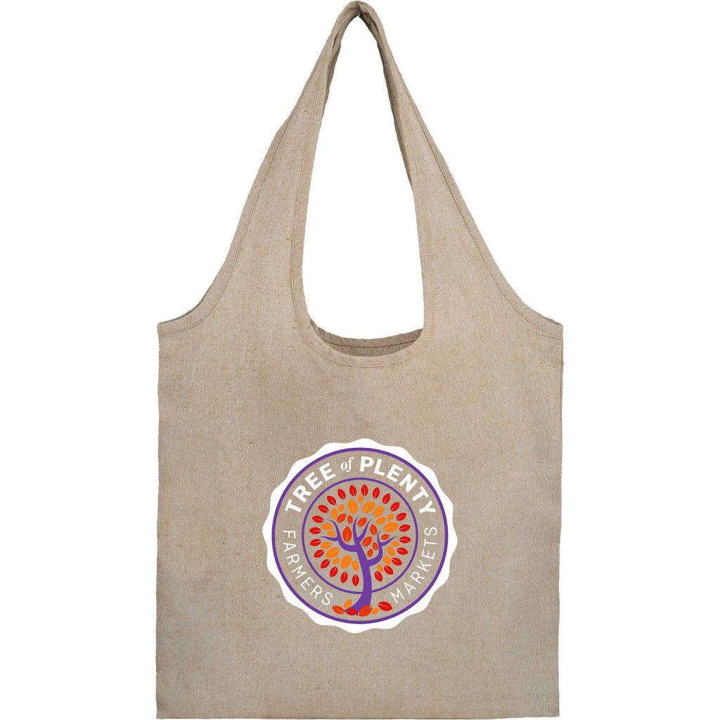 Bungalow Recycled Cotton Shopper Tote, 5 oz Embroidery - Natural - Front