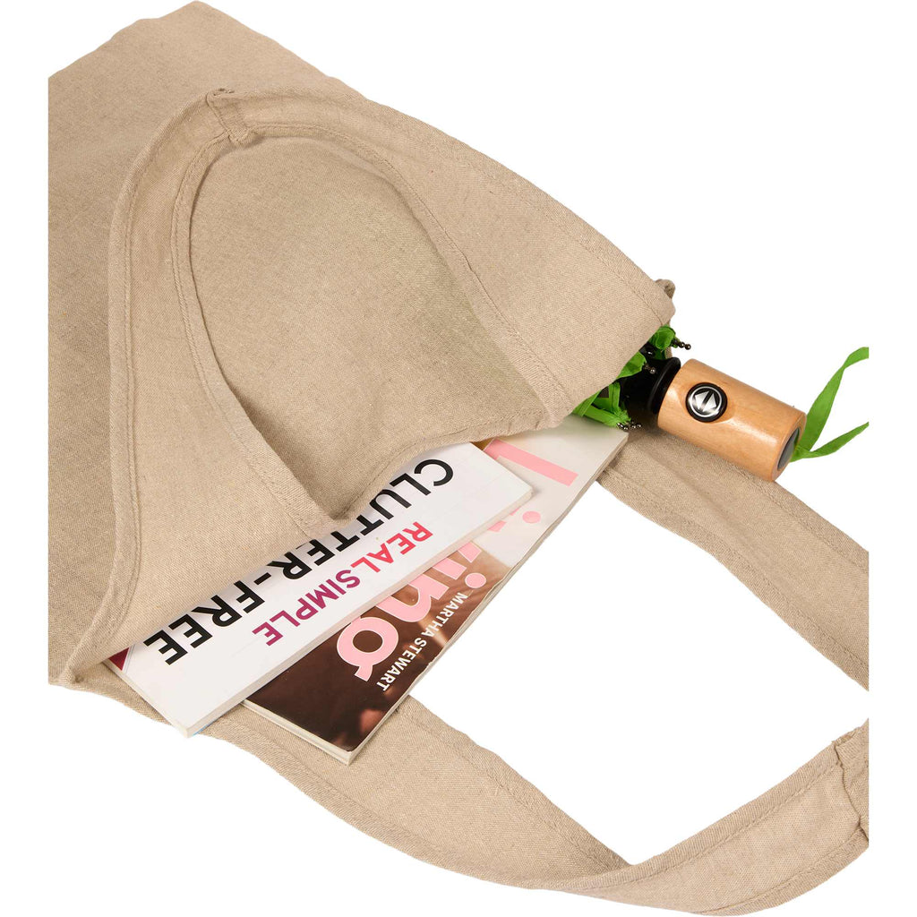 Bungalow Recycled Cotton Shopper Tote, 5 oz Embroidery - Natural - Propped