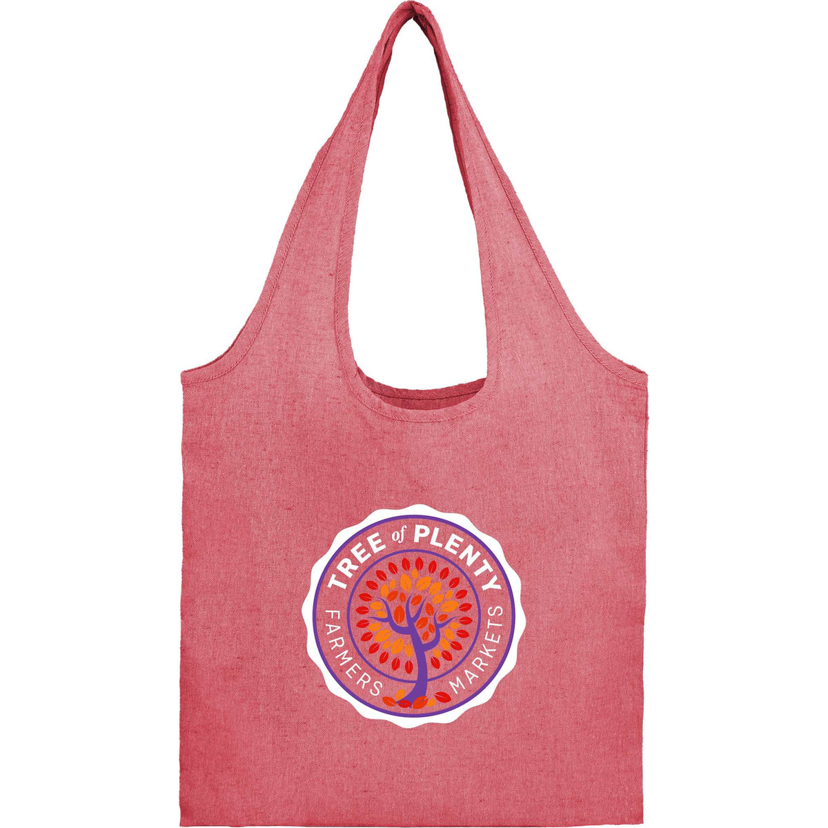 Bungalow Recycled Cotton Shopper Tote, 5 oz Embroidery - Red - Front