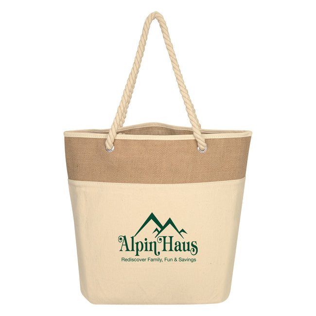 Burlap Rope Cotton Canvas Tote Bag, 12 oz