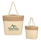 Burlap Rope Cotton Canvas Tote Bag, 12 oz