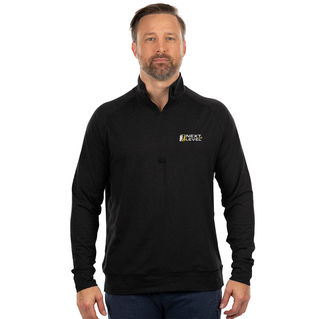 Burnside Dawn to Dusk Quarter Zip Jacket - Heather Black - Embroidery