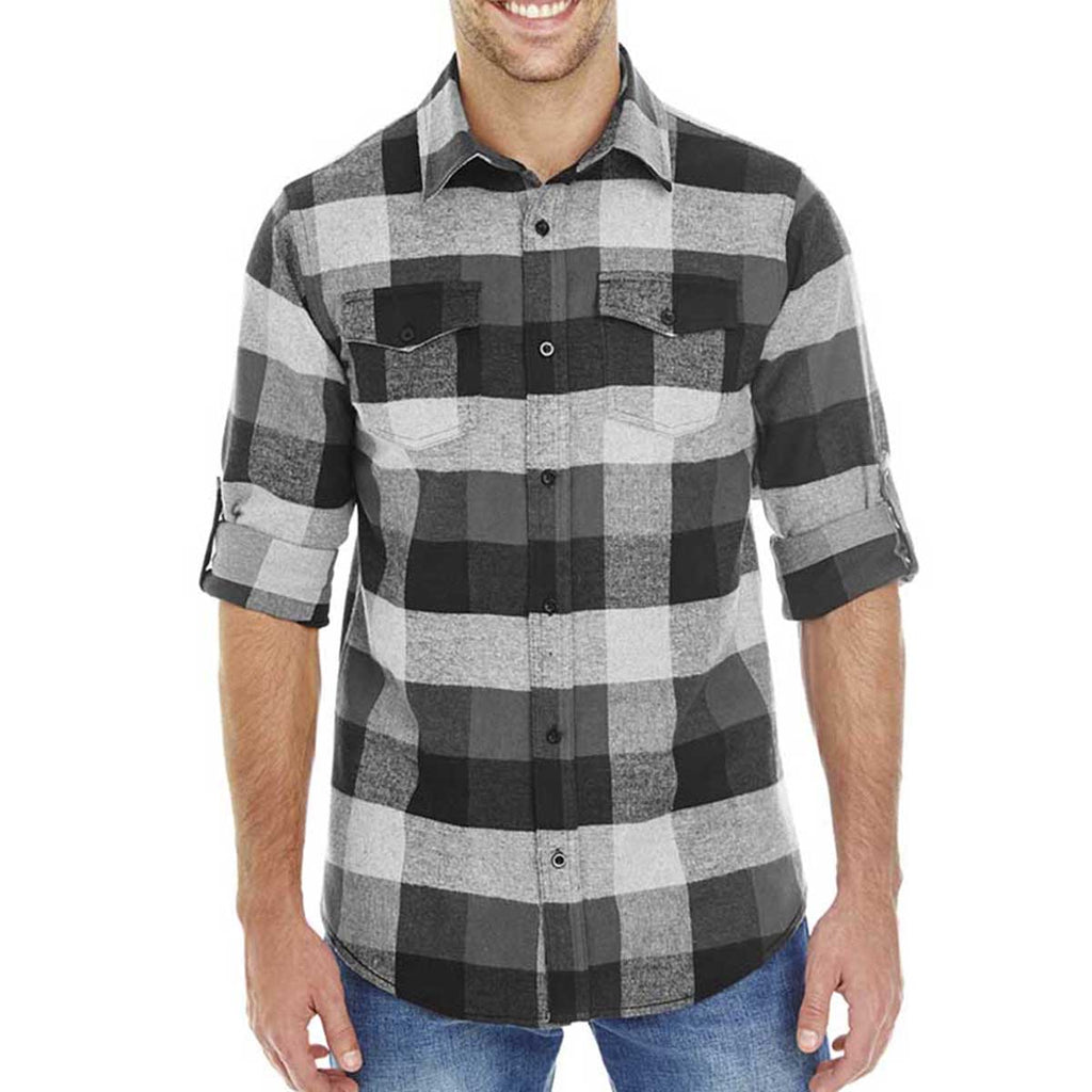 Burnside Legendary Two Pocket Plaid Flannel for Men - Black/Grey