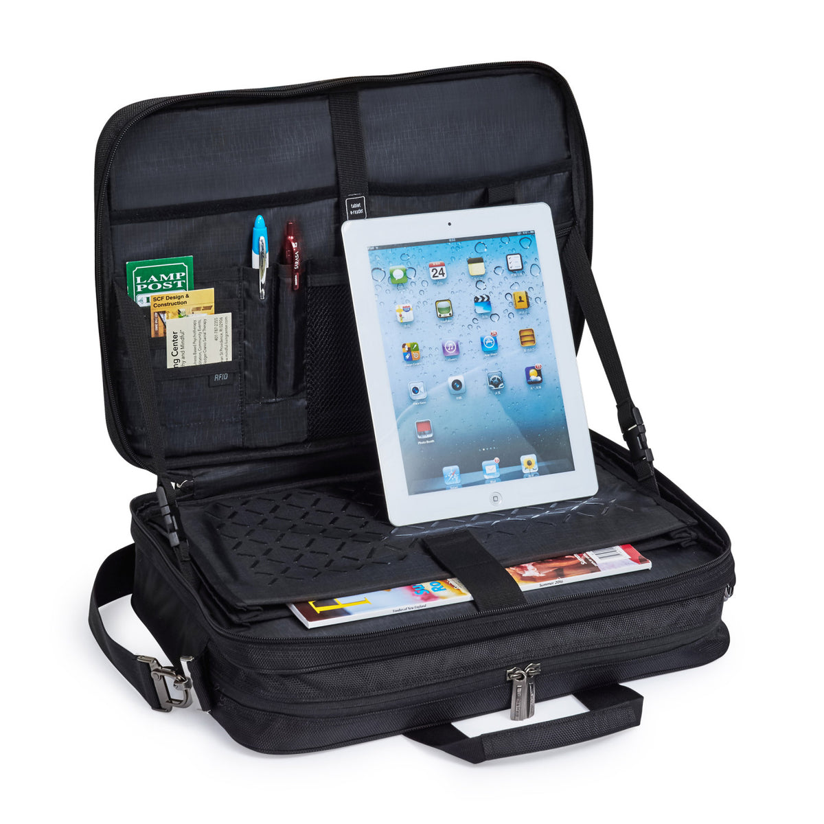 Business Travel Laptop Portfolio with Work Surface, 17 Inch - Black - View 3