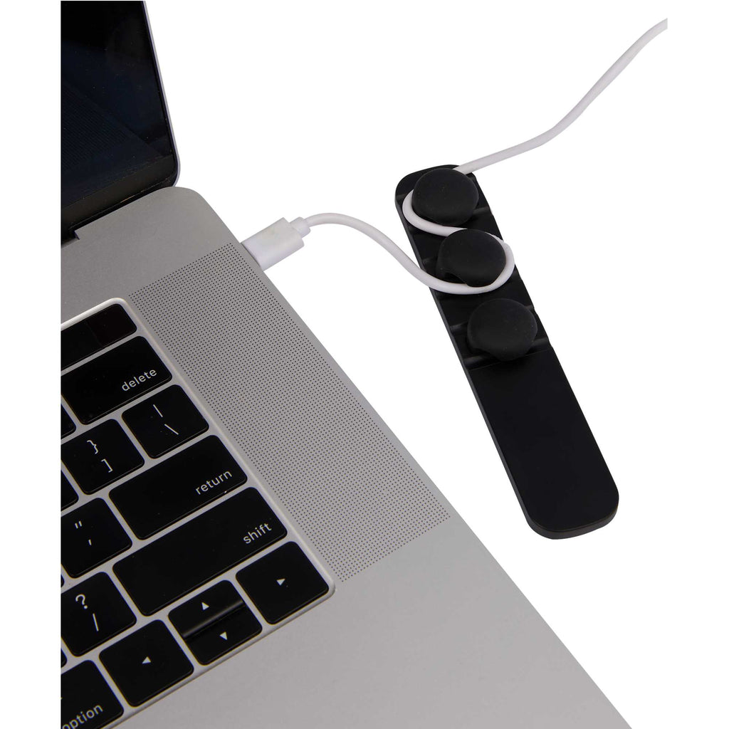 Cable Buddy Desk Cable Organizer for Six Cables - Black - Right Angle Propped 2