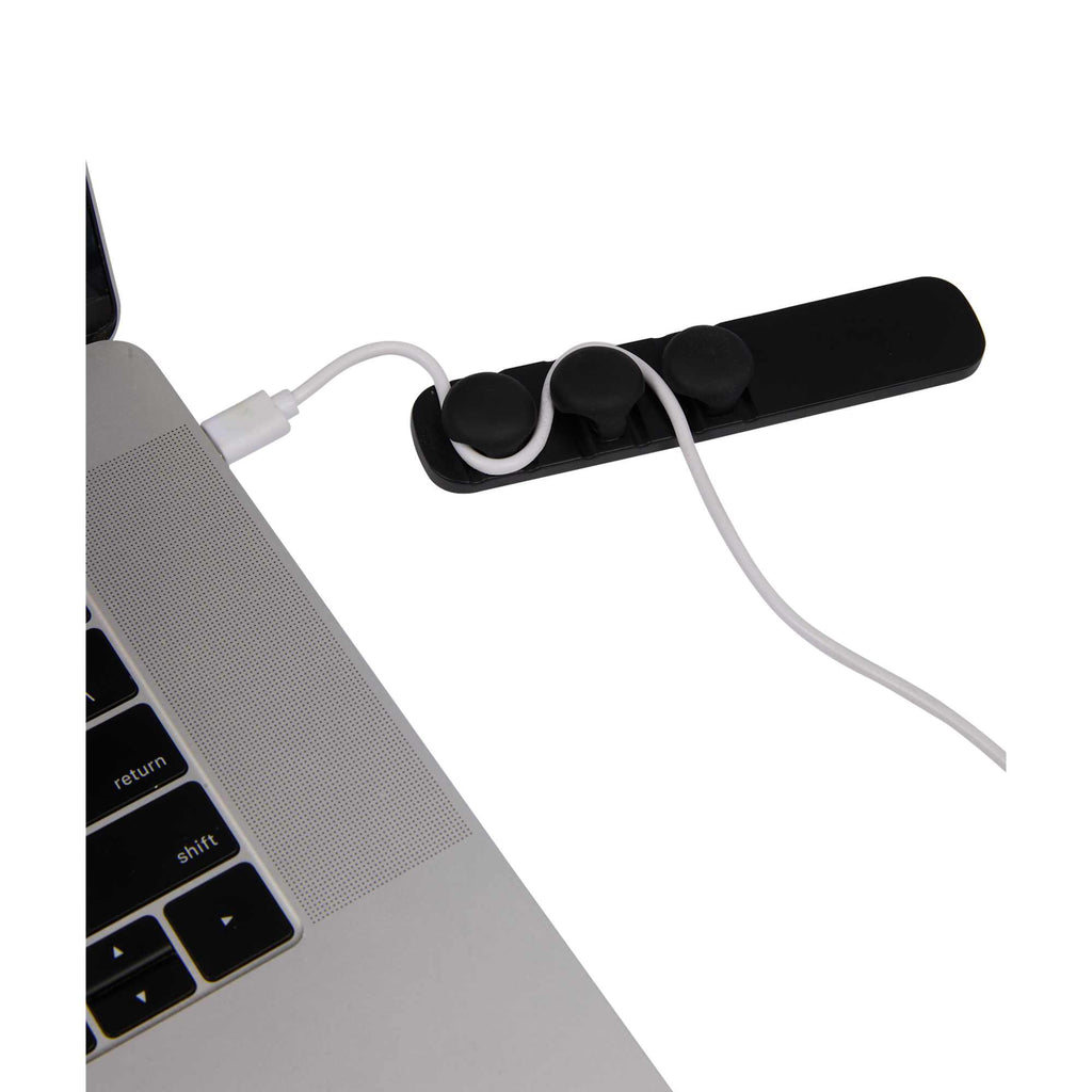 Cable Buddy Desk Cable Organizer for Six Cables - Black - Right Angle Propped