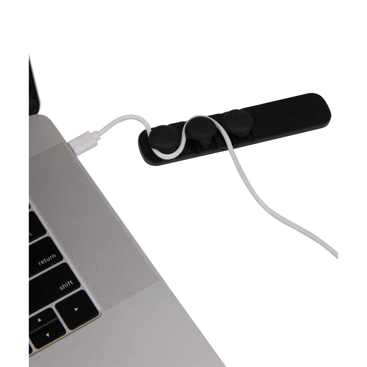 Cable Buddy Desk Cable Organizer for Six Cables - Black - Right Angle Propped