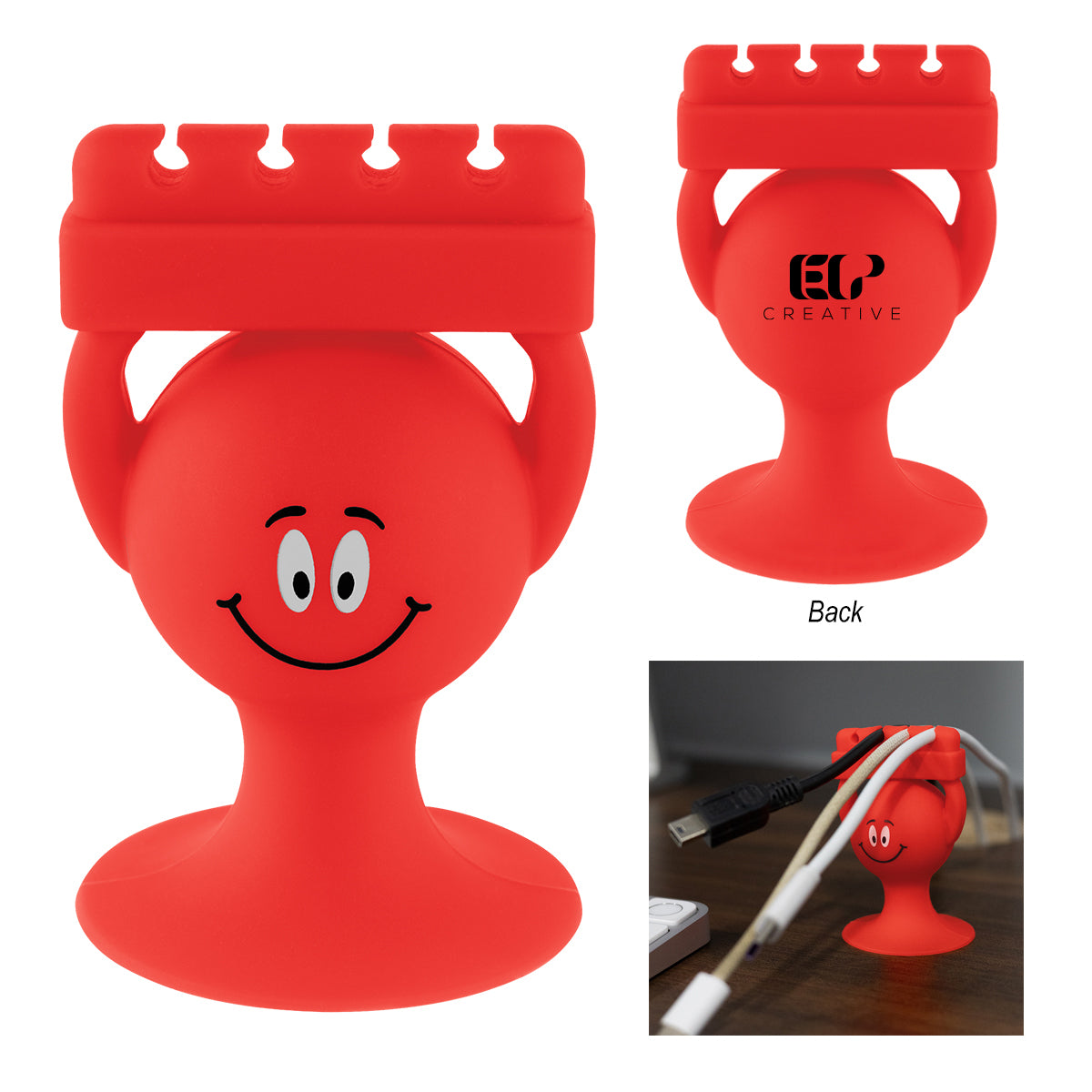 Cable Guy Holder for Phone and Cables - Red - Pad Print