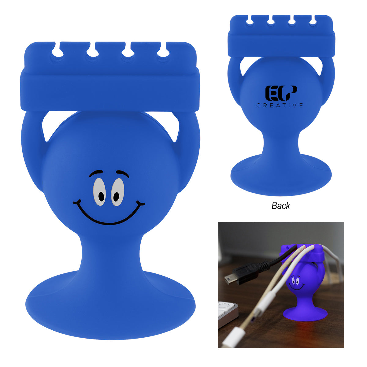 Cable Guy Holder for Phone and Cables - Royal Blue - Pad Print