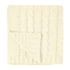 Cable Knit Chenille Blanket in Recycled PET - Cream - Folded