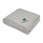 Cable Knit Chenille Blanket in Recycled PET - Gray - Embroidery
