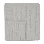 Cable Knit Chenille Blanket in Recycled PET - Gray - Folded