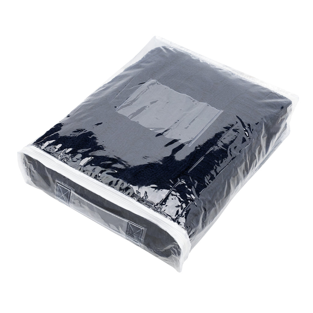 Cable Knit Chenille Blanket in Recycled PET - Navy - Bag