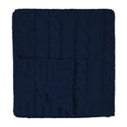Cable Knit Chenille Blanket in Recycled PET - Navy - Folded