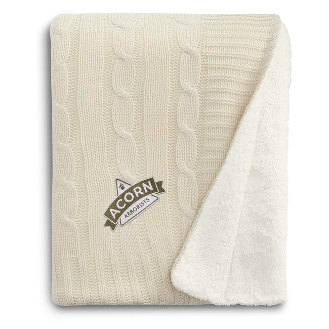 Cable Knit Sherpa Blanket, 50 x 60 Inches Embroidery