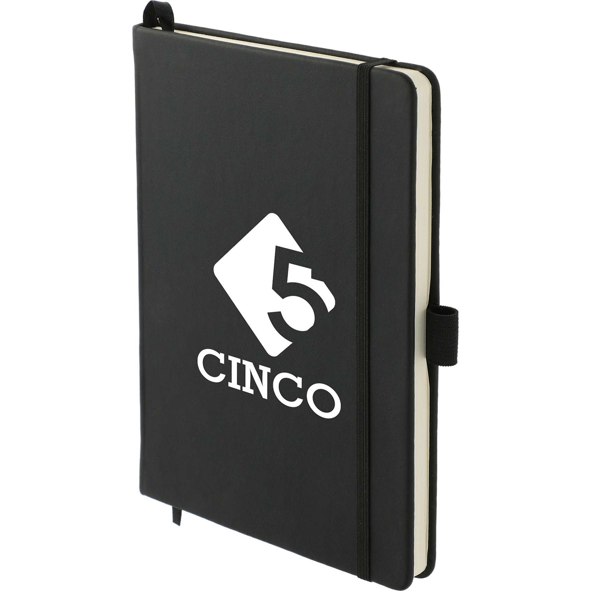 Cactus Leather Bound Journal, 5.5 x 8.5 Inches - Black - Left Angle