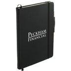 Cactus Leather Journal and Bamboo Gel Pen Set, 5.5 x 8.5 Inches - Black - Right Angle