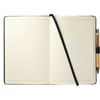 Cactus Leather Journal and Bamboo Gel Pen Set, 5.5 x 8.5 Inches Laser Engraving - Black - Front 2