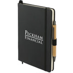 Cactus Leather Journal and Bamboo Gel Pen Set, 5.5 x 8.5 Inches Laser Engraving - Black - Left Angle