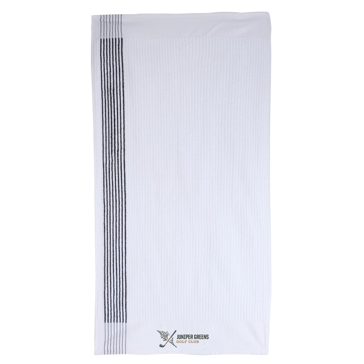 Caddy Golf Towel with Side Stripes, 22 x 44 Inches - Black - Front