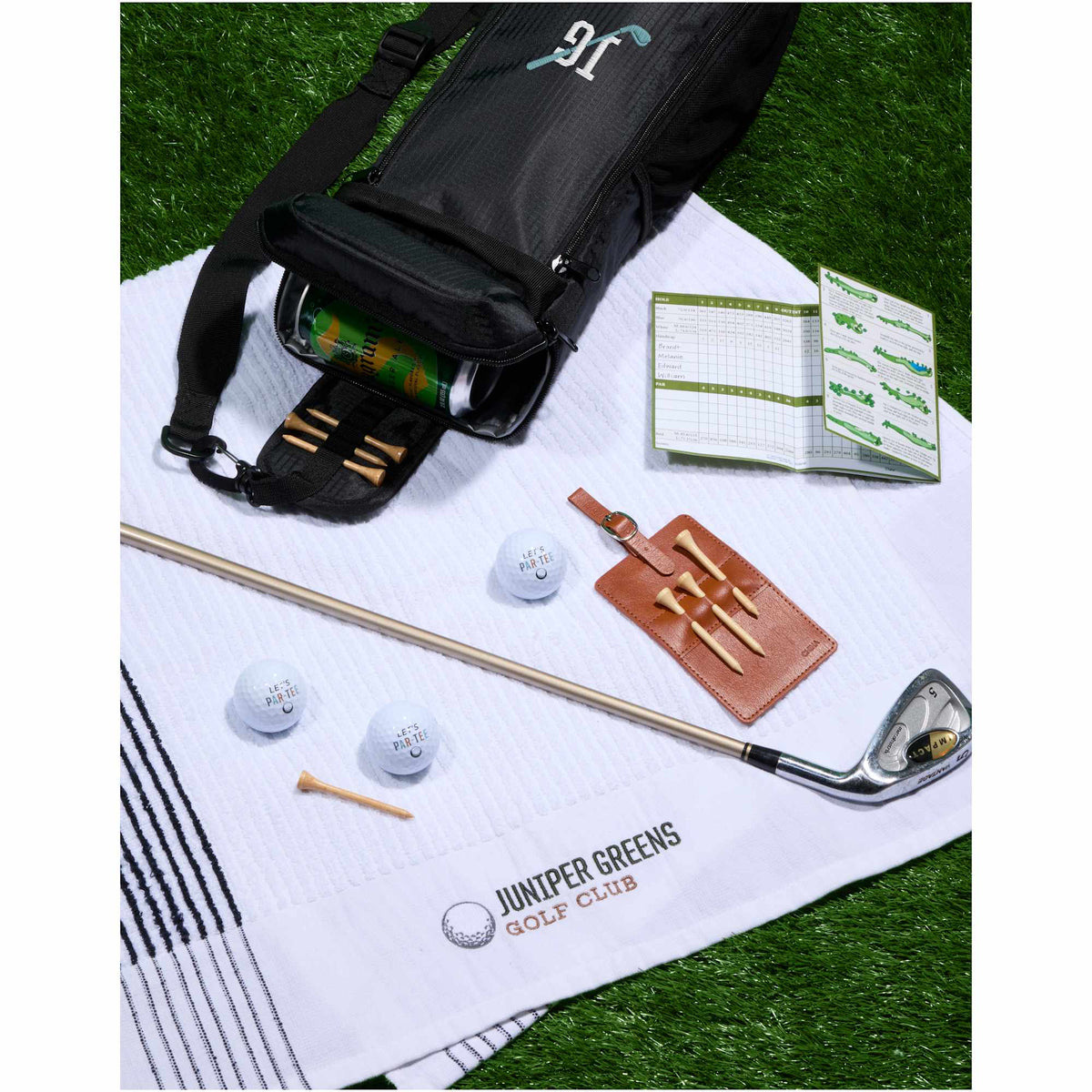 Caddy Golf Towel with Side Stripes, 22 x 44 Inches Transfer - Hunter Green - Lifestyle