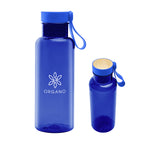 Cade Bottle with Bamboo Lid and Carry Handle, 20 oz - Blue - Silk Screen