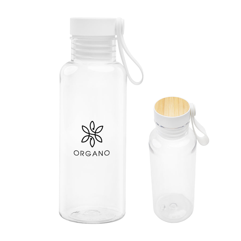 Cade Bottle with Bamboo Lid and Carry Handle, 20 oz - Clear - Silk Screen