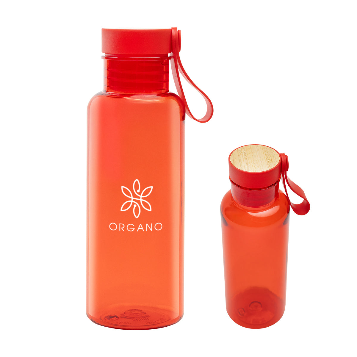 Cade Bottle with Bamboo Lid and Carry Handle, 20 oz - Red - Silk Screen