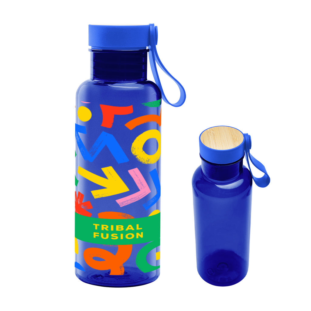 Cade Bottle with Bamboo Lid and Handle in Full Color, 20 oz - Blue - Megabrite