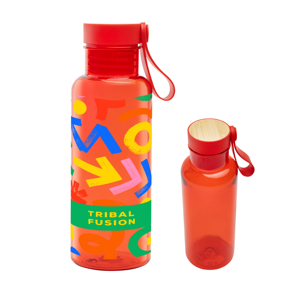 Cade Bottle with Bamboo Lid and Handle in Full Color, 20 oz - Red - Megabrite