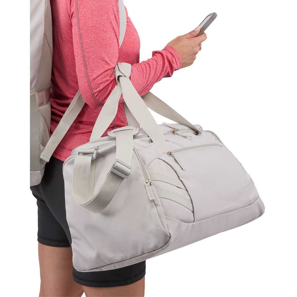 Cadence Duffel Bag with Shoe Compartment, 19.5 Inches Embroidery - Gray - On Model