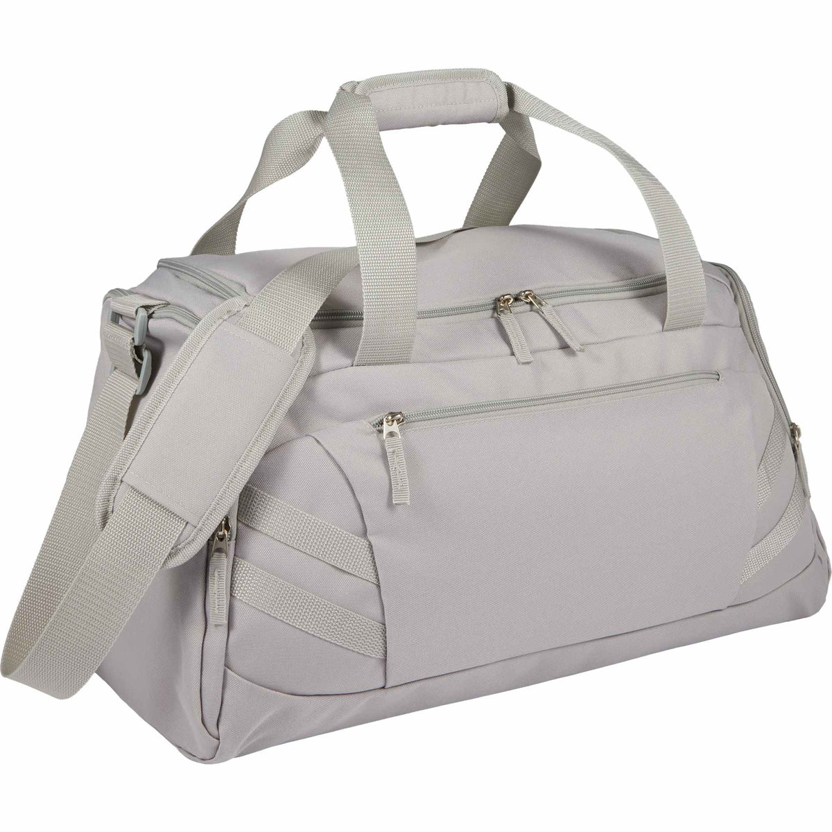 Cadence Duffel Bag with Shoe Compartment, 19.5 Inches Embroidery - Gray - Right Angle