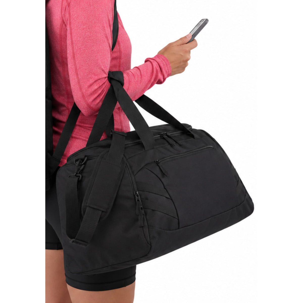 Cadence Duffel Bag with Shoe Compartment, 19.5 Inches Transfer - Black - On Model