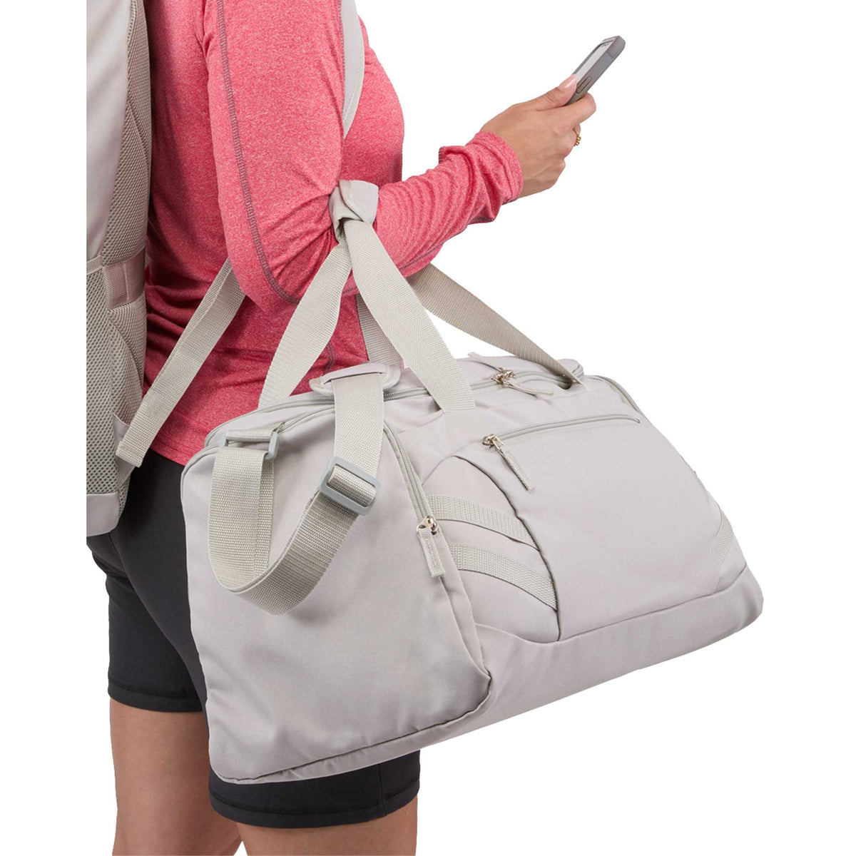 Cadence Duffel Bag with Shoe Compartment, 19.5 Inches Transfer - Gray - On Model