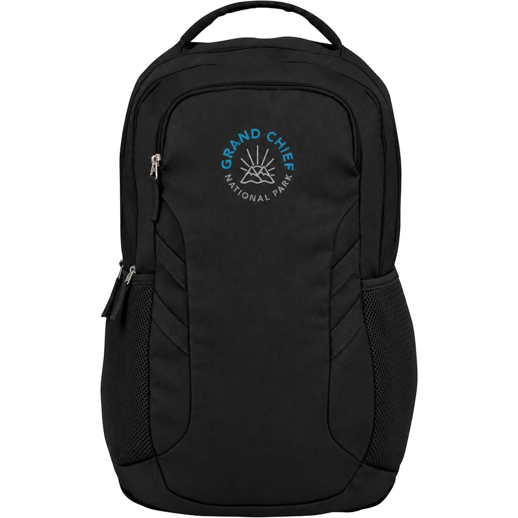 Cadence Laptop Backpack in Recycled Polyester, 15 Inch Transfer - Black - Front