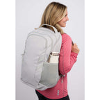Cadence Laptop Backpack in Recycled Polyester, 15 Inch Transfer - Gray - On Model
