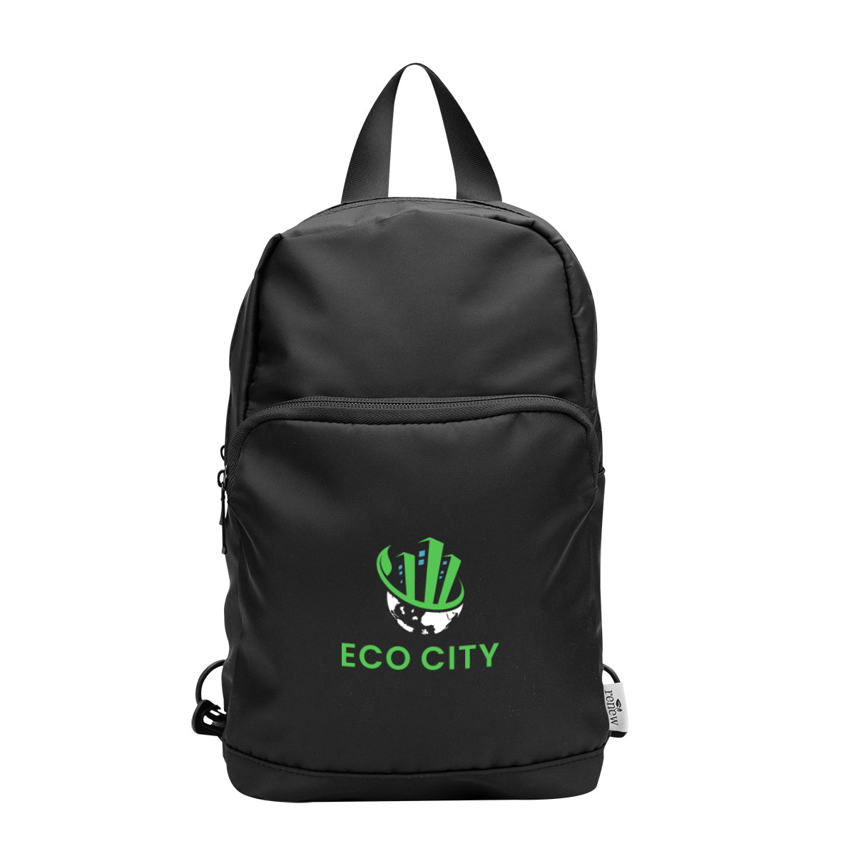 Caleb Convertible Backpack and Sling Bag in Recycled PET Embroidery - Black - Colorbrite