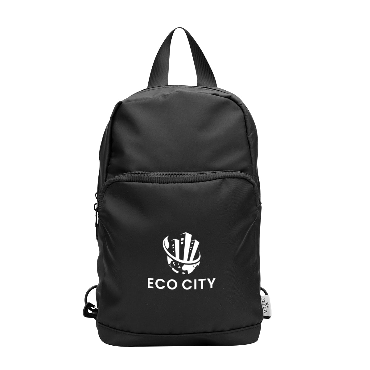 Caleb Convertible Backpack and Sling Bag in Recycled PET Embroidery - Black - Silk Screen