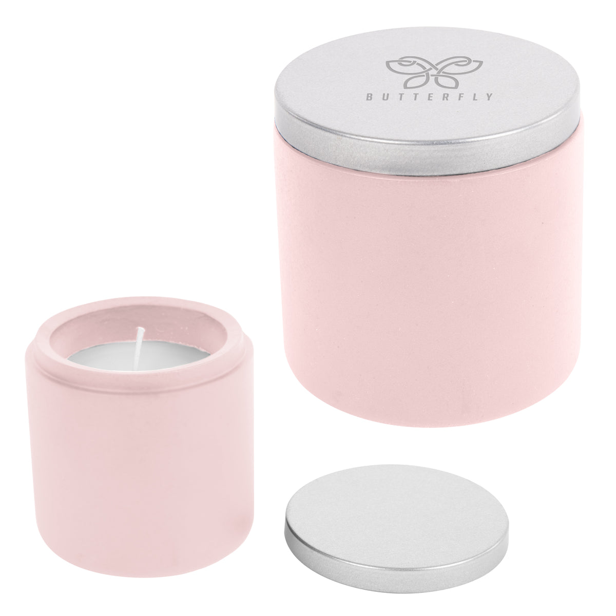 Cali Candle in Clay Cement Laser Engraving - Pink - Laser Engraving