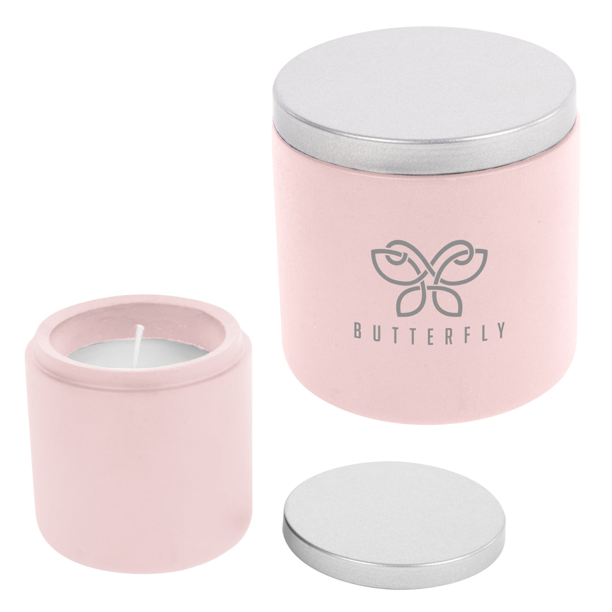 Cali Candle in Clay Cement Laser Engraving - Pink - Silk Screen