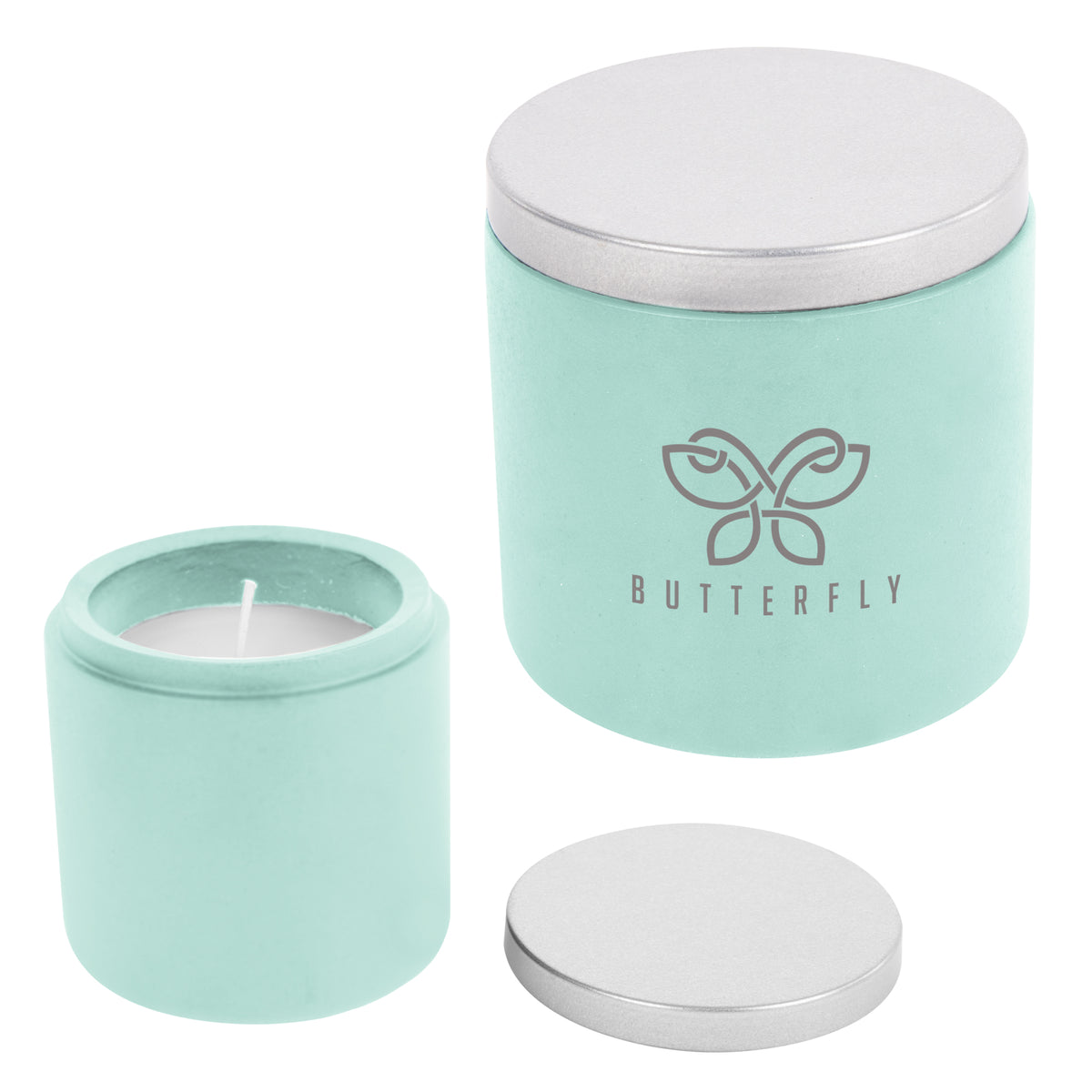 Cali Candle in Clay Cement - Light Blue - Silk Screen