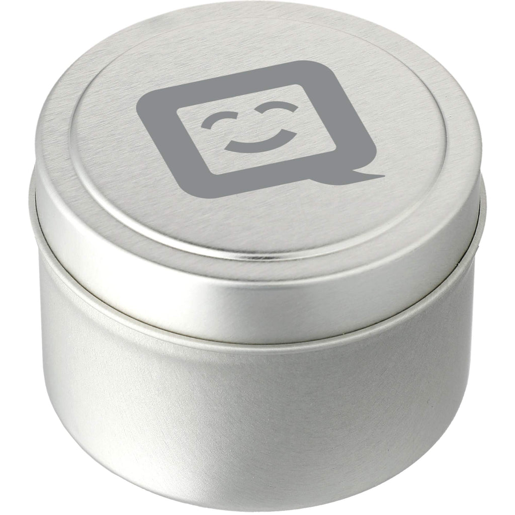 Calm Meadow Soy Candle in a Mini Tin, 2.7 oz Laser Engraving - Silver - Right Angle