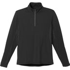 Caltech Knit Quarter Zip for Men Debossing - Black - Front Flat