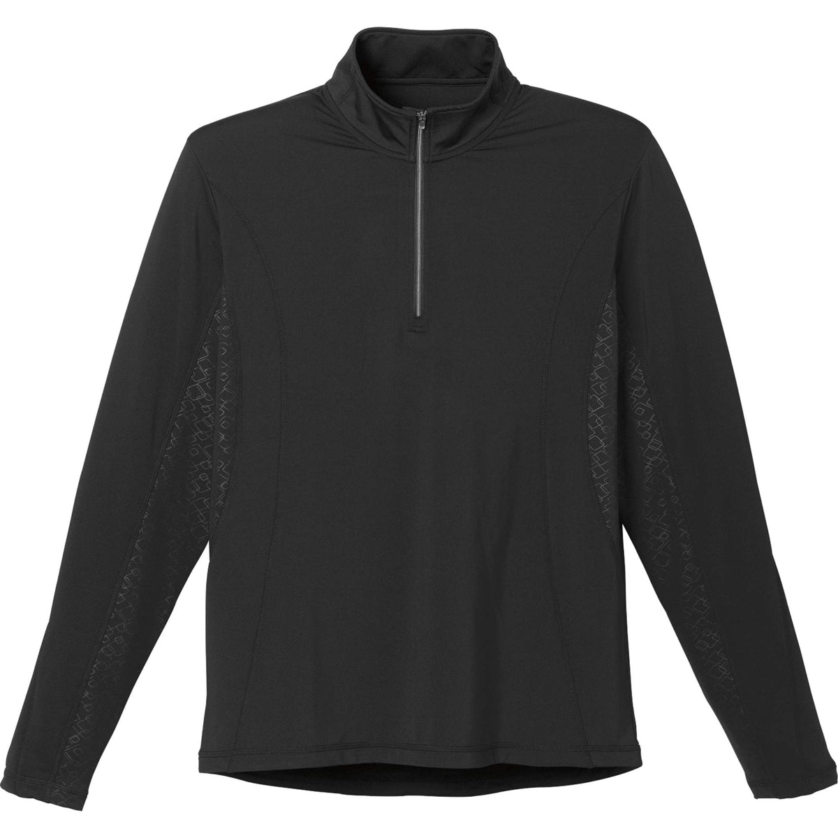 Caltech Knit Quarter Zip for Men Debossing - Black - Front Flat