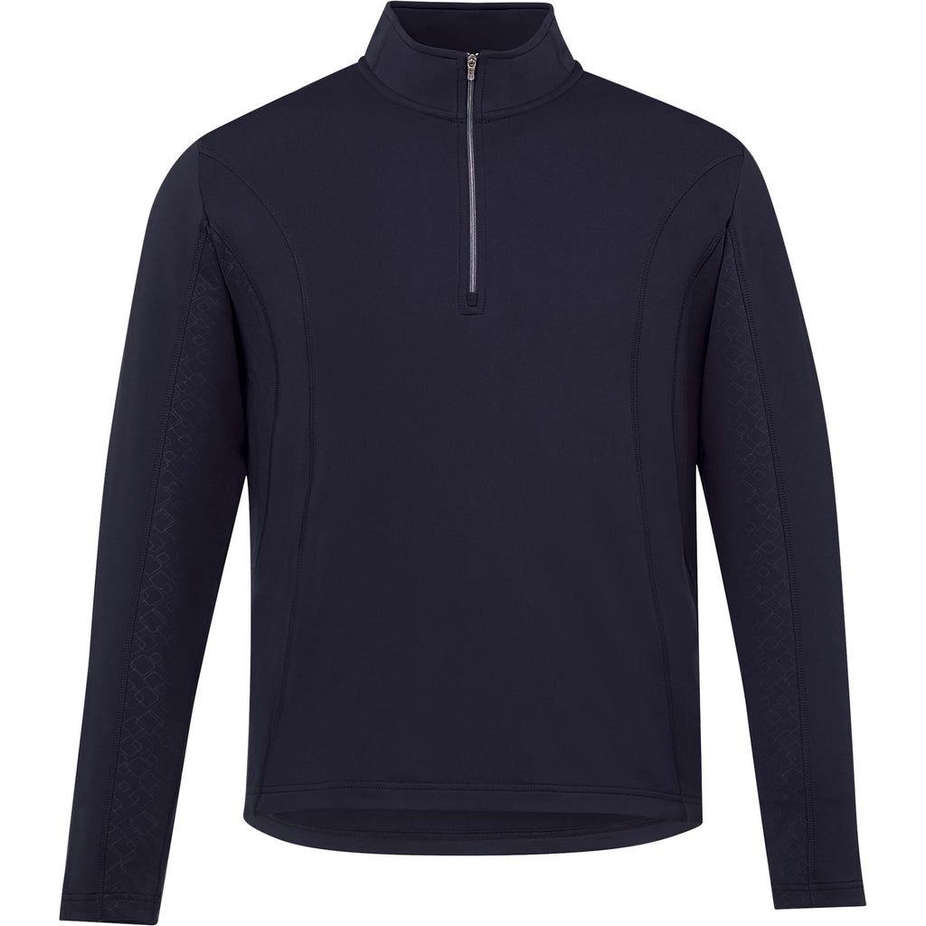 Caltech Knit Quarter Zip for Men Debossing - Navy - Front