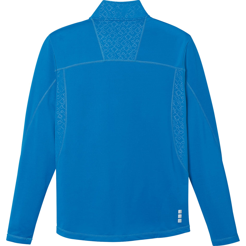 Caltech Knit Quarter Zip for Men Debossing - Olympic Blue - Back Flat
