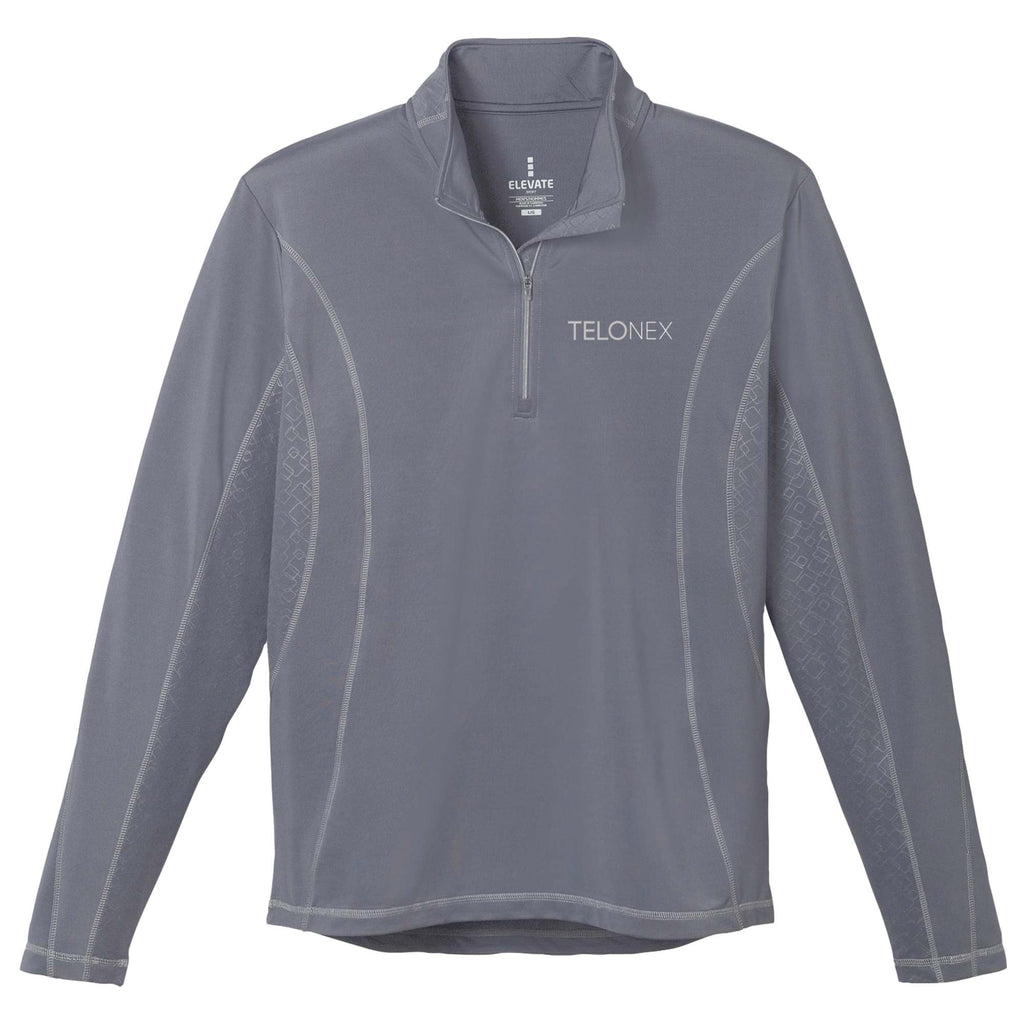 Caltech Knit Quarter Zip for Men Debossing - Steel Grey - Flat 2