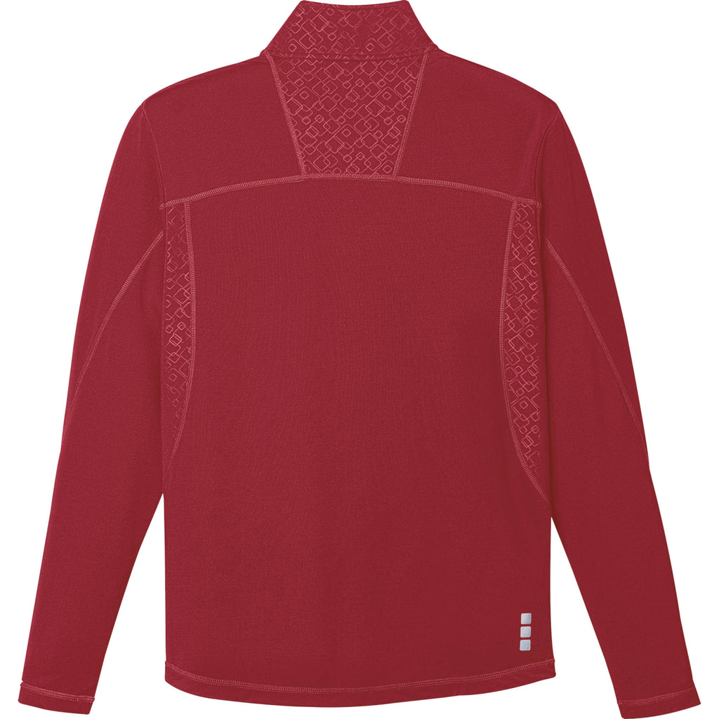 Caltech Knit Quarter Zip for Men Debossing - Vintage Red - Back Flat 2