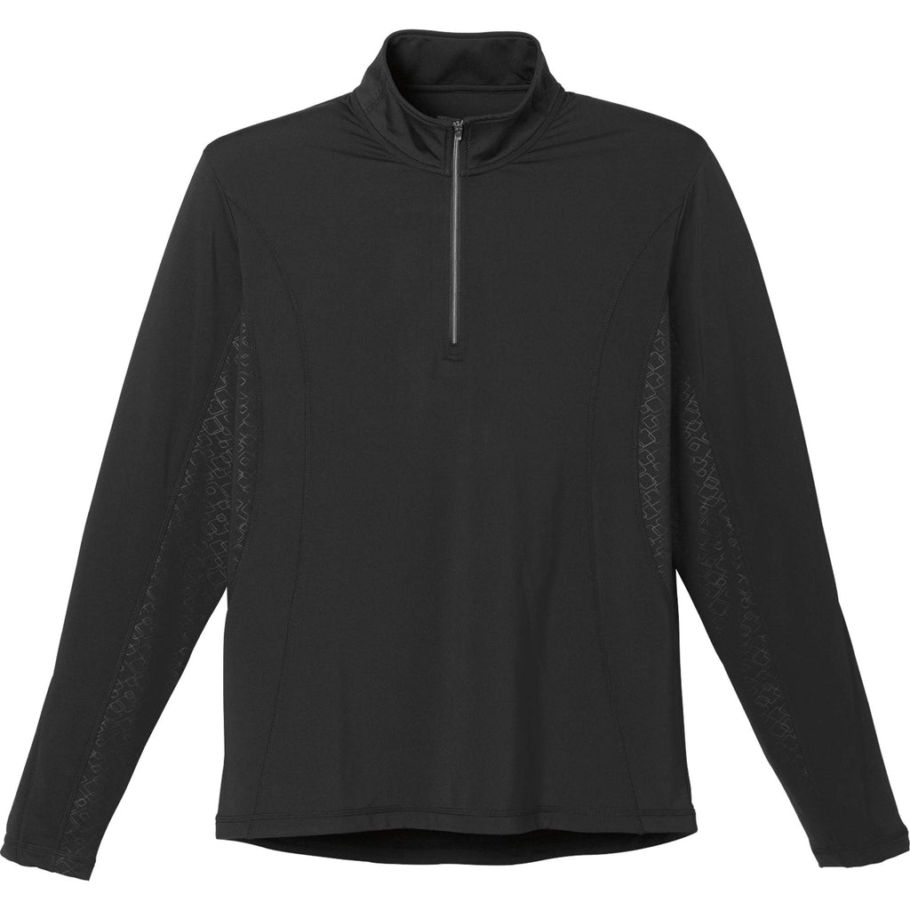Caltech Knit Quarter Zip for Men Embroidery - Black - Front Flat